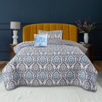 Lux Decor Collection Microfiber Down Alternative 3Pcs Quilt Set (Twin-Dark Grey Azita)