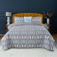 Lux Decor Collection 4-Piece Reversible Quilt Set (Queen-Dark Grey Azita)