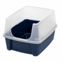 IRIS USA Open-Top Cat Litter Box with Shield, without Scoop, Navy
