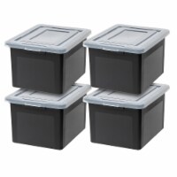 IRIS USA 4 Pack Letter/Legal Size File Box, Black