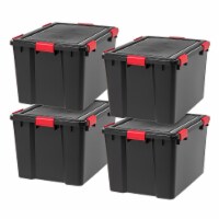 IRIS USA 74 Quart Plastic Organizing Storage Bin Tote, Durable Lid, Latching Buckles, 4 Pack