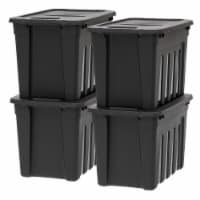 IRIS USA 20 Gallon Heavy-Duty Storage Plastic Bin Tote Container, Black, Set of 4