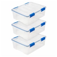 IRIS USA 3 Pack 26.5 Quart WeatherPro Plastic Storage Box, Lid and Seal, Latching Buckles