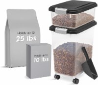 IRIS USA 33qt + 12qt Airtight Pet Food Storage Container Combo with Scoop, Black