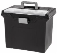 IRIS USA Portable Letter Size File Box with Organizer Lid & Handle for Hanging Folders, Large