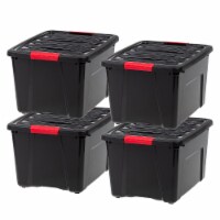 IRIS USA 4 Pack 40qt Plastic Storage Bin with Lid and Secure Latching Buckles, Black