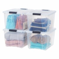 IRIS USA 40 Quart Plastic Storage Bin Tote Organizing Container, Clear, Set of 4