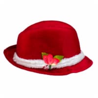 Fun World 3.5  Red and White Fedora with Plush Women Christmas Santa Hat - One Size