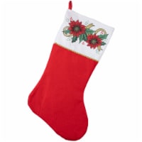 Northlight 19 Red, White and Gold Glittered Poinsettia Christmas Stocking