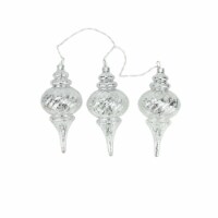 PENN 3ct Silver Lighted Glass Shatterproof Christmas Finial Ornaments 9.75 - Clear Lights