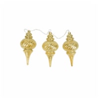 PENN 3ct Prelit Gold Mercury Glass Finish Finial Christmas Ornaments - Clear Lights 9.75