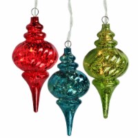 PENN 3-Count Pre-Lit Red and Green Glass Christmas Finial Ornament