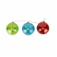 PENN Set of 3 Lighted Multi-Color Mercury Glass Finish Ball Christmas Ornaments - Clear