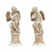 Department 56 Set of 2 Ivory and White Distressed Cherub Figurines 2.25
