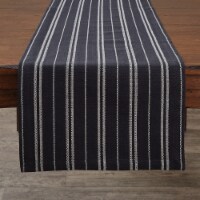 Split P Railroad Stripe Woven Black Table Runner 15 x 72