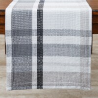 Split P Mason Plaid Table Runner - 72''L - Gray