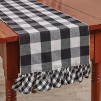 Park Designs Buffalo Check Ruffled Black and Cream Table Runner 13 x 42