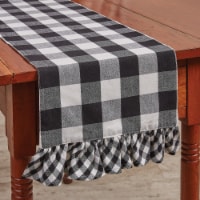 Park Designs Buffalo Check Ruffled Black and Cream Table Runner 13  x 54