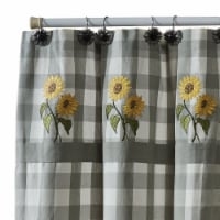 Park Designs Wicklow Check Sunflower Embroidered Shower Curtain 72 x 72