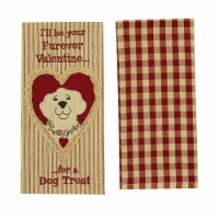 Park Designs Valentine Dog Treat Embroidered Applique 2 Dishtowel Set