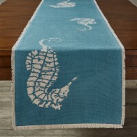Split P Seahorse Print Table Runner - 72''L - Aqua