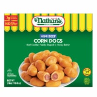 Nathan's Famous® Mini Beef Cocktail Franks Dipped In Honey Batter Corn Dogs Perspective: Main