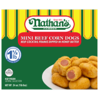 Nathan's Famous® Mini Beef Cocktail Franks Dipped In Honey Batter Corn Dogs Perspective: Main