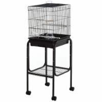 44.5  Bird Cage Large Parrot Play Cockatiel House Metal Stand Doors w/ Wheel