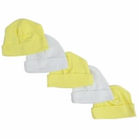 Bambini Yellow & White Baby Caps (Pack of 5)