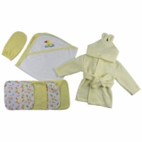 Bambini CS-0014 Hooded Towel, Washcloths & Hand Washcloth Mitt, White & Yellow - Newborn
