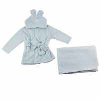 Bambini CS-0054 Fleece Robe & Blanket, Blue - Newborn - 2 Piece