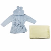 Bambini CS-0055 Fleece Robe & Blanket, Blue & Yellow - Newborn - 2 Piece