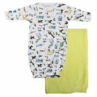 Bambini CS-0095 Print Infant Gown & Recieving Blanket, Yellow - Newborn