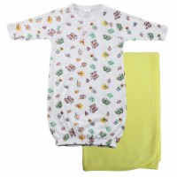 Bambini CS-0101 Print Infant Gown & Recieving Blanket, Yellow - Newborn