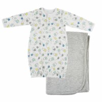 Bambini CS-0106 Print Infant Gown & Recieving Blanket, Grey - Newborn