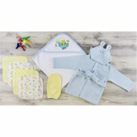 Bambini LS-0617 Hooded Towel, Wash Cloth, Mitten & Robe, Blue & Yellow - Newborn