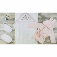 Bambini LS-0622 Hooded Towel, Wash Mittens & Robe - Yellow, White & Pink - Newborn