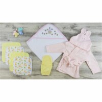 Bambini LS-0623 Hooded Towel, Wash Cloths, Bath Mittens & Robe, Yellow & Pink - Newborn