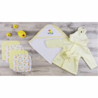 Bambini LS-0636 Hooded Towel, Wash Clothes & Robe, Yellow & White - Newborn