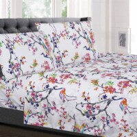 Sweet Home Collection | 4-Piece Botanical Printed Microfiber Sheet Set, King