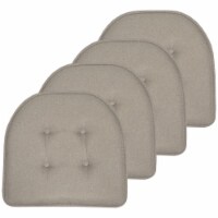 Sweet Home Collection | Solid U Shaped Memory Foam 17 x 16 Chair Cushions, Khaki, 4 PK, 4PK