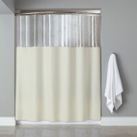 Window Shower Curtain Clear See Through Top 10 Gauge Vinyl Shower Curtain, Ivory, 72x72