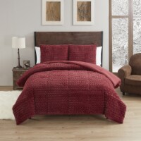 Sweet Home Collection | Mika Faux Fur Animal 3-Piece Comforter Set Queen Burgundy