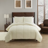 Sweet Home Collection | Mika Faux Fur Animal 3-Piece Comforter Set Queen Cream