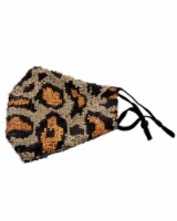 2Chique Boutique Women's Animal Print Sequin Fashion Mask With Filter Pockets, Gold
