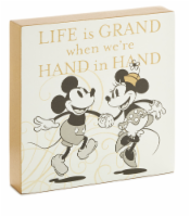 Hallmark Disney Mickey And Minnie Love Hand In Hand Wood Quote Sign New