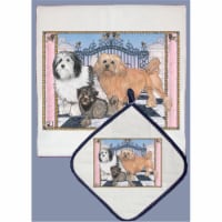 Pipsqueak Productions DP494 Dish Towel and Pot Holder Set - Lowchen