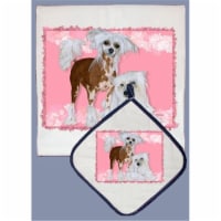 Pipsqueak Productions DP598 Chinese Crested Dish Towel And Pot Holder Set