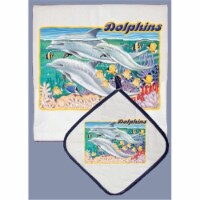 Pipsqueak Productions DP807 Dolphin Dish Towel And Pot Holder Set