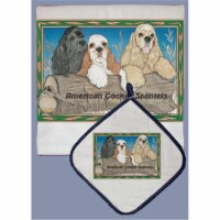 Pipsqueak Productions DP862 Dish Towel and Pot Holder Set - Cocker Spaniel